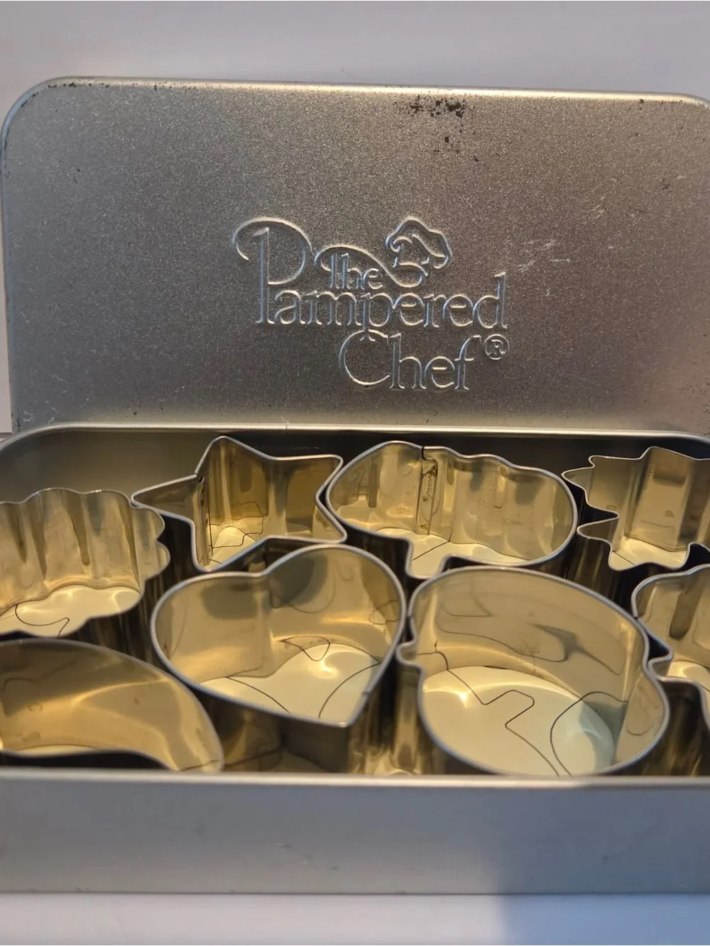 The Pampered Chef Stainless Steel Cookie Cutter Tin - Silver